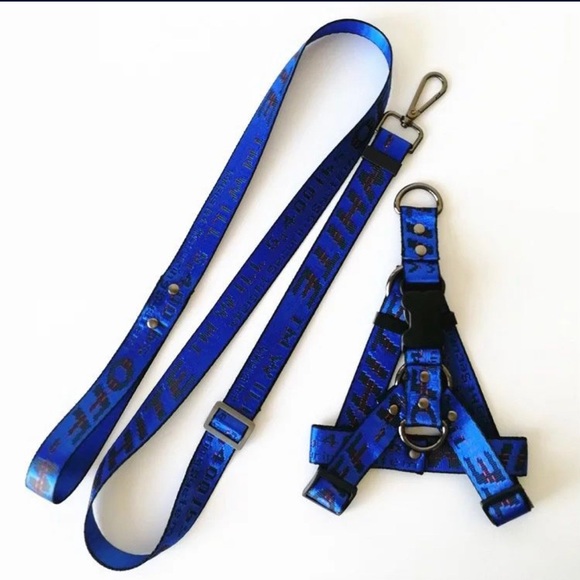 Royal Blue Off-White Harness & Leash - Picture 1 of 1